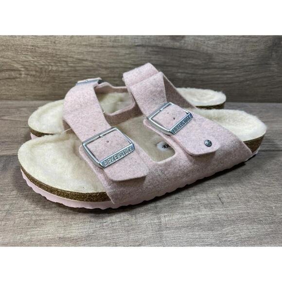Birkenstock Arizona Pink Wool Slides Sandals Womens Size EU 41 US 10 - Picture 10 of 14